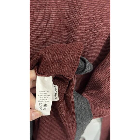 Carbon 2 Cobalt Mens L Burgundy Gray Trim Cotton 1/4 Zip Pullover Sweater Fall - Picture 6 of 7